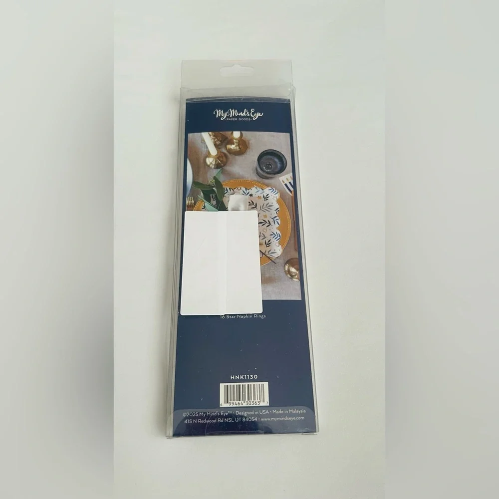 New 64 Blue Paper Napkin Rings Jewish Stars My Mind’s Eye made in Malaysia